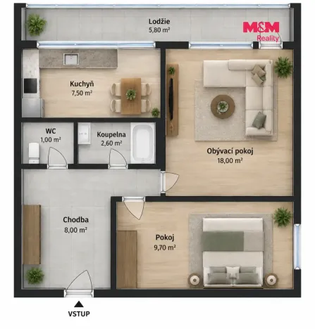 Prodej bytu 2+1, Osek, Hrdlovská, 57 m2
