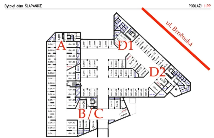 Pronájem garážového stání, Šlapanice, 15 m2