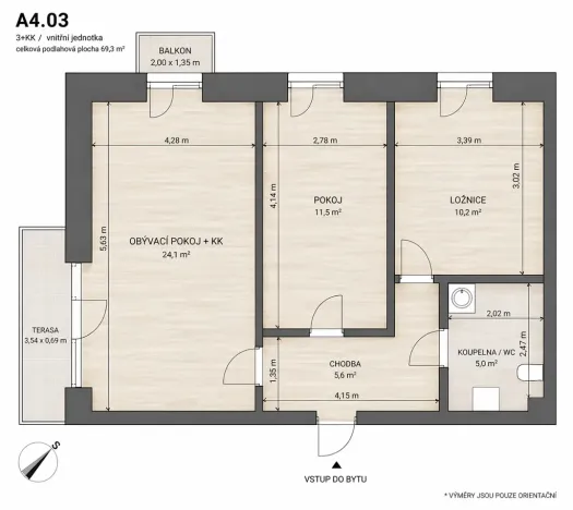 Pronájem bytu 3+kk, Milovice - Mladá, Slepá, 61 m2