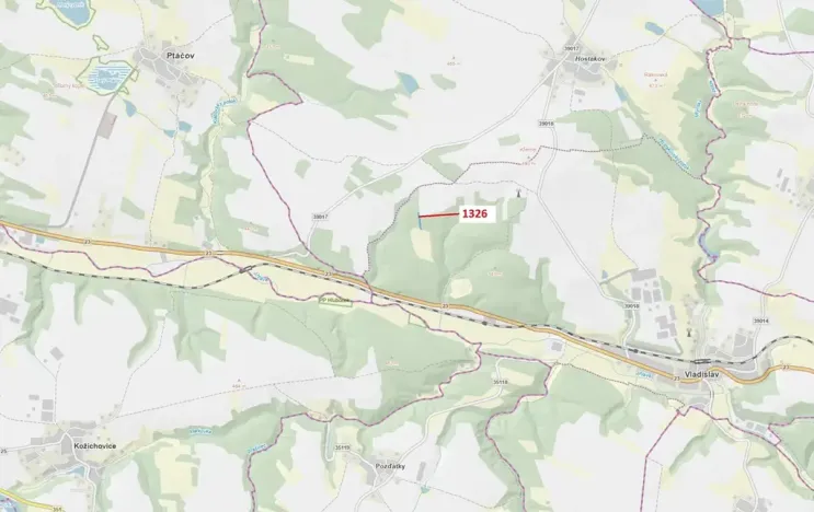 Dražba lesa, Vladislav, 1403 m2