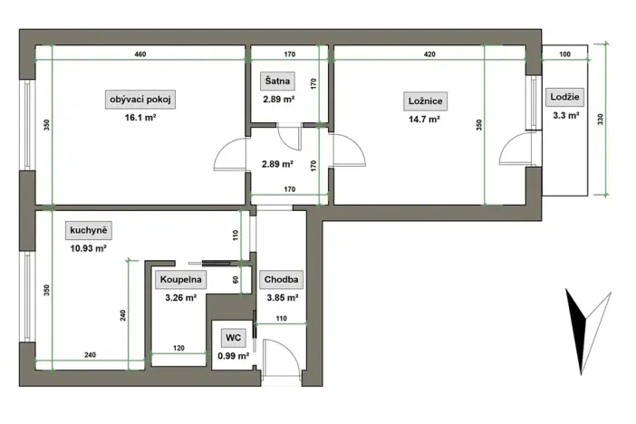 Pronájem bytu 2+1, Vsetín, 56 m2