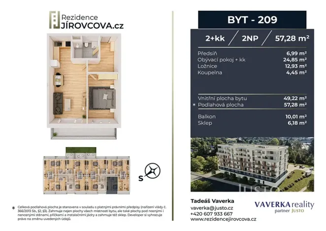 Prodej bytu 2+kk, České Budějovice, Jírovcova, 57 m2