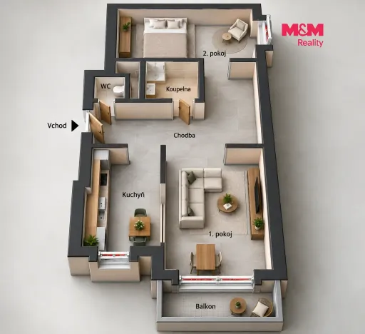 Prodej bytu 2+kk, Praha, Patočkova, 56 m2