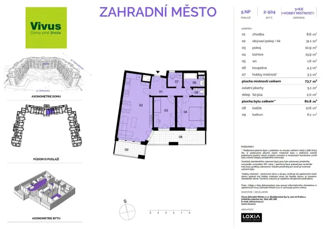 Prodej bytu 3+kk, Praha - Záběhlice, Želivecká, 81 m2