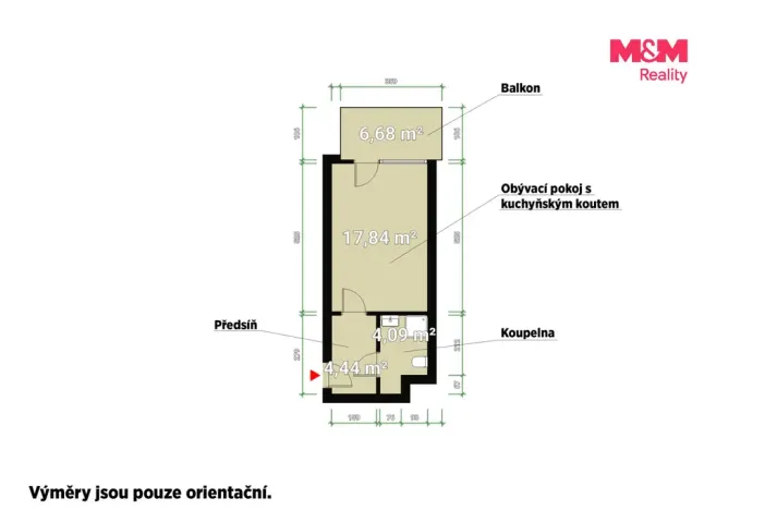 Prodej bytu 1+kk, Praha - Prosek, Čakovická, 27 m2
