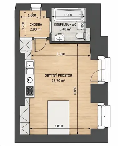 Prodej bytu 1+kk, Praha - Dejvice, Zikova, 64 m2