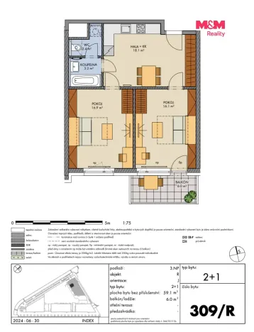 Prodej bytu 2+1, Praha - Hlubočepy, Gollové, 59 m2