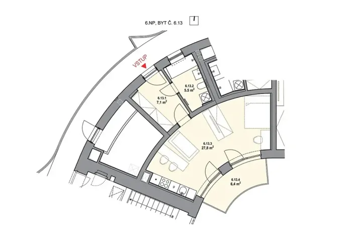 Prodej bytu 1+kk, Brno, Řepova, 42 m2