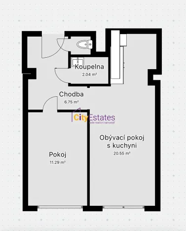 Prodej bytu 2+kk, Praha - Chodov, Konstantinova, 43 m2