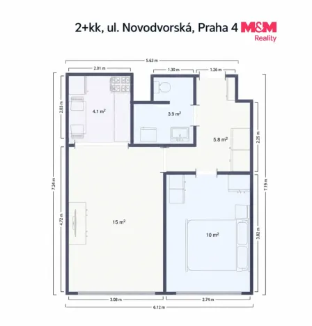 Prodej bytu 2+kk, Praha - Braník, Novodvorská, 40 m2