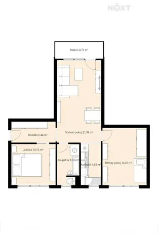 Prodej bytu 3+kk, České Budějovice, Antala Staška, 71 m2