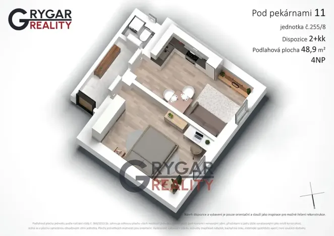 Prodej bytu 2+kk, Praha - Vysočany, Pod pekárnami, 49 m2