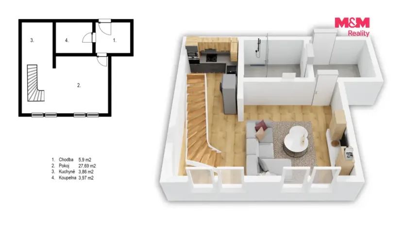 Prodej bytu 2+kk, Praha - Žižkov, Nad Ohradou, 63 m2