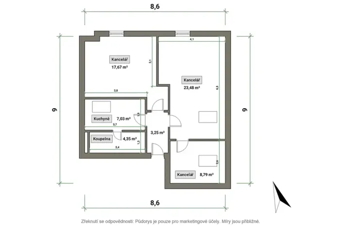 Pronájem bytu 3+1, Vizovice, Říční, 65 m2