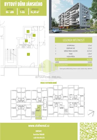 Pronájem bytu 1+kk, Olomouc, Janského, 34 m2