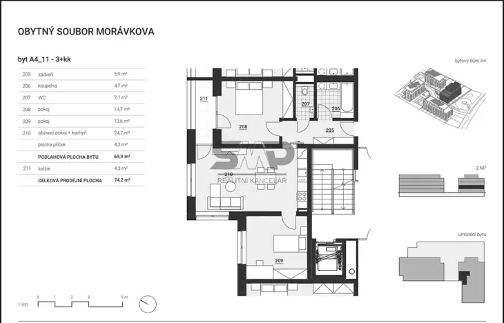 Prodej bytu 3+kk, Vyškov, Morávkova, 69 m2