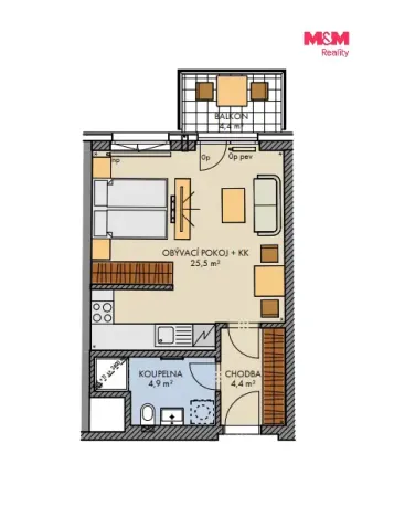 Prodej bytu 1+kk, Praha, Bartůňkova, 36 m2