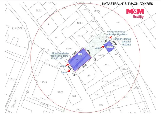 Prodej pozemku pro bydlení, Moravský Krumlov, Palackého, 343 m2