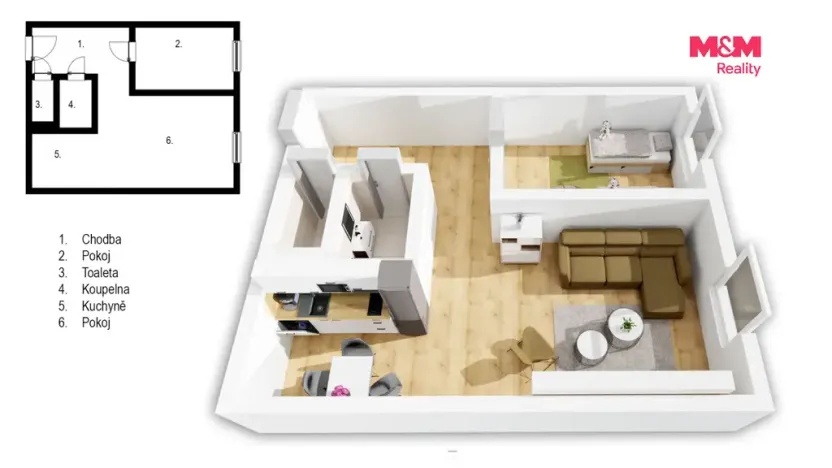 Prodej bytu 2+kk, Králův Dvůr, Nad Stadionem, 43 m2