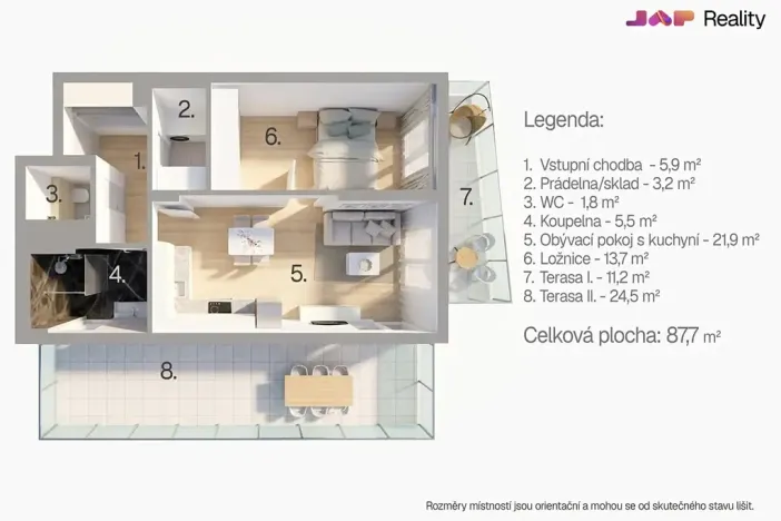 Pronájem bytu 2+kk, Brno, Komárovská, 54 m2