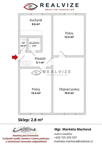 Prodej bytu 3+1, Tábor, Budějovická, 65 m2