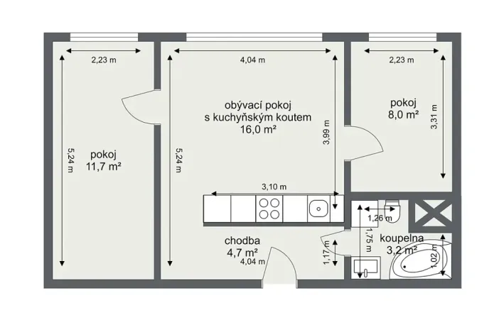 Prodej bytu 2+1, Praha - Hlubočepy, Borského, 44 m2