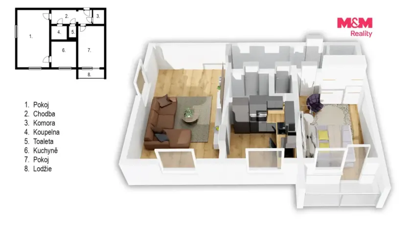 Prodej bytu 2+1, Pardubice - Zelené Předměstí, nábřeží Závodu míru, 53 m2
