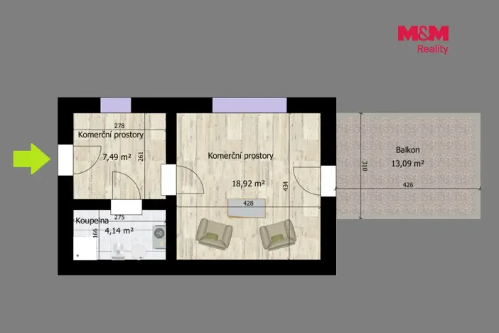 Pronájem obchodního prostoru, Čáslav - Čáslav-Staré Město, Klimenta Čermáka, 43 m2
