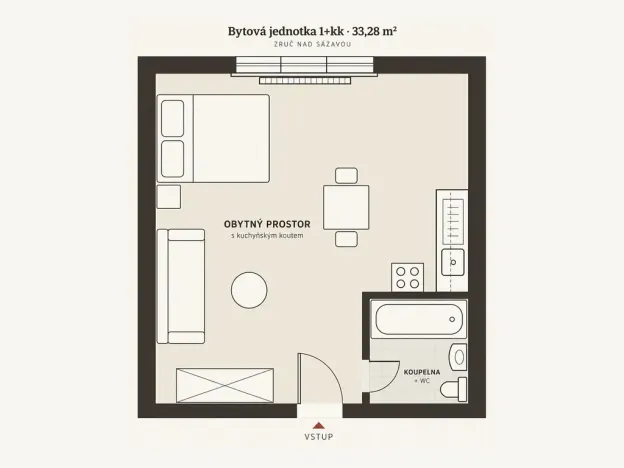 Prodej bytu 1+kk, Zruč nad Sázavou, Mládeže, 33 m2