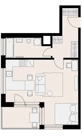 Pronájem bytu 1+kk, Praha - Hlubočepy, Vítové, 43 m2