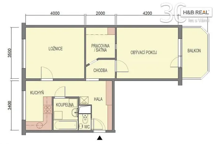 Pronájem bytu 2+1, Otrokovice, 56 m2