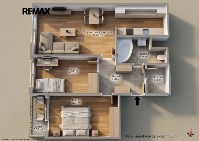 Prodej bytu 3+kk, Praha - Petrovice, Rezlerova, 64 m2
