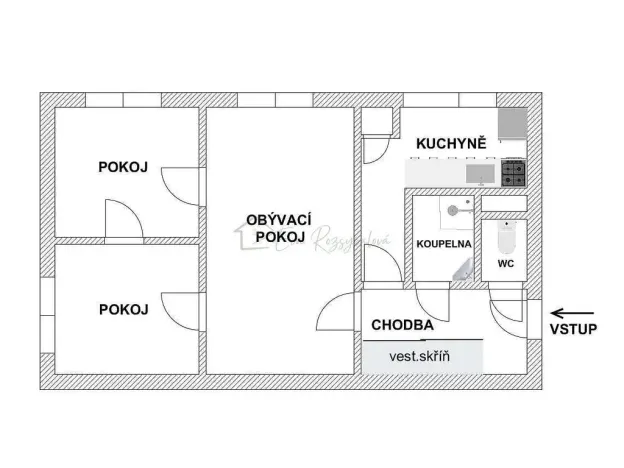 Prodej bytu 3+1, Vsetín, Luh, 60 m2