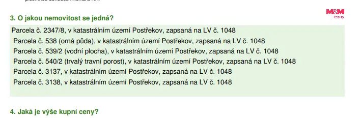 Prodej pozemku pro bydlení, Postřekov, 3613 m2