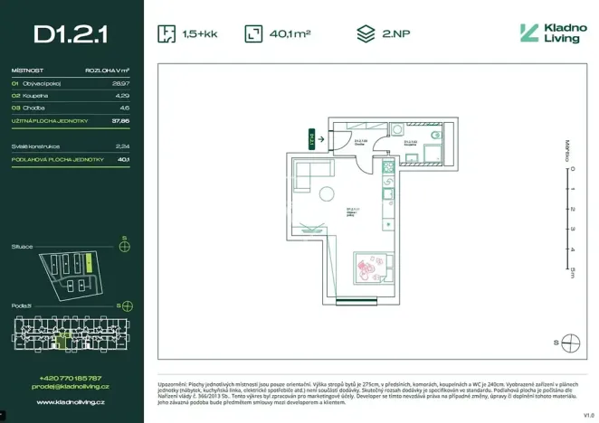 Prodej bytu 1+kk, Kladno, Pražská, 38 m2