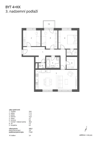 Prodej bytu 4+kk, Brno, Hlinky, 105 m2