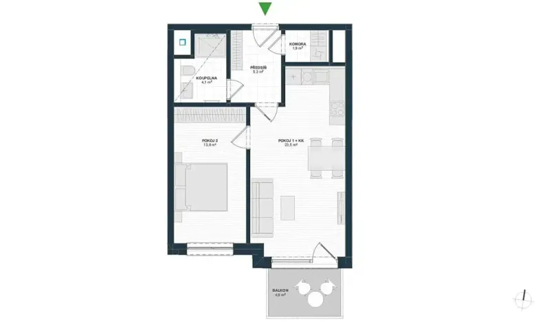 Pronájem bytu 2+kk, Praha, K jezeru, 55 m2