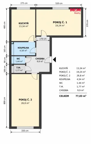 Pronájem bytu 2+1, Kladno, T. G. Masaryka, 77 m2