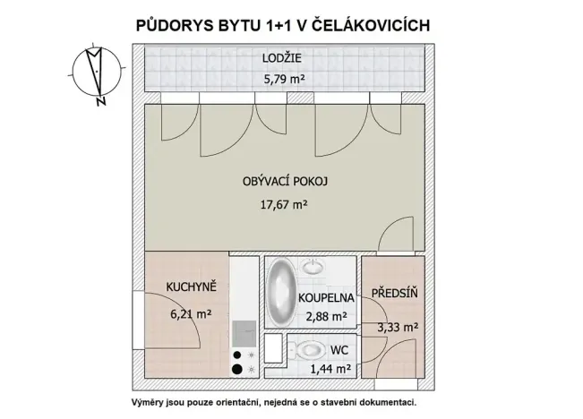 Pronájem bytu 1+1, Čelákovice, Rumunská, 41 m2