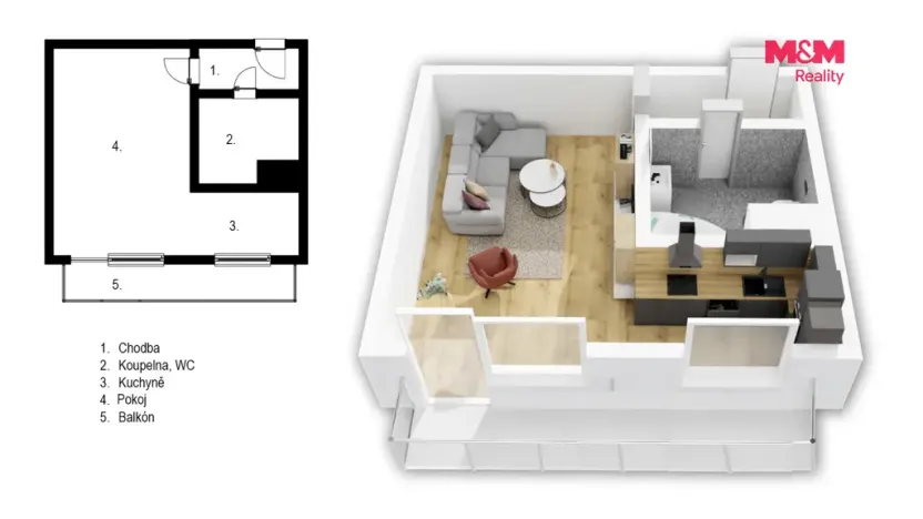 Prodej bytu 1+kk, Slaný, 35 m2