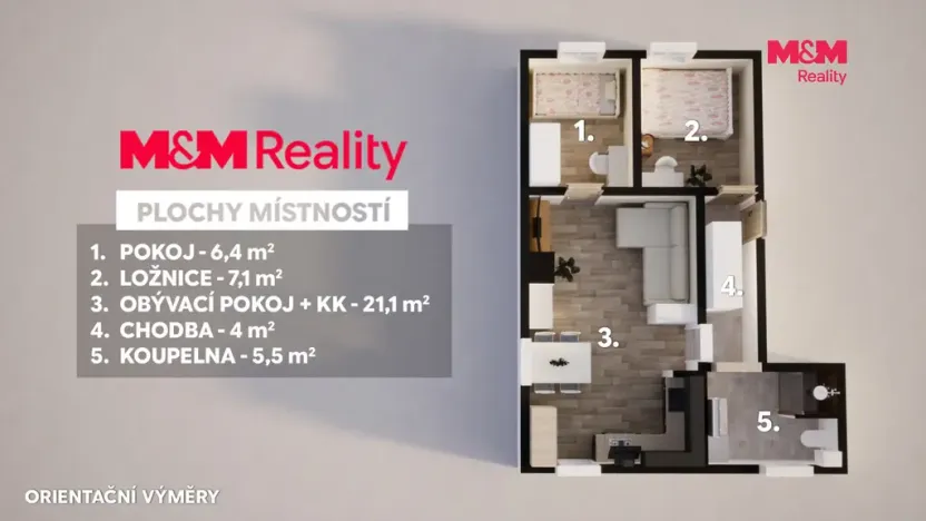 Prodej bytu 3+kk, Velemín - Oparno, 43 m2