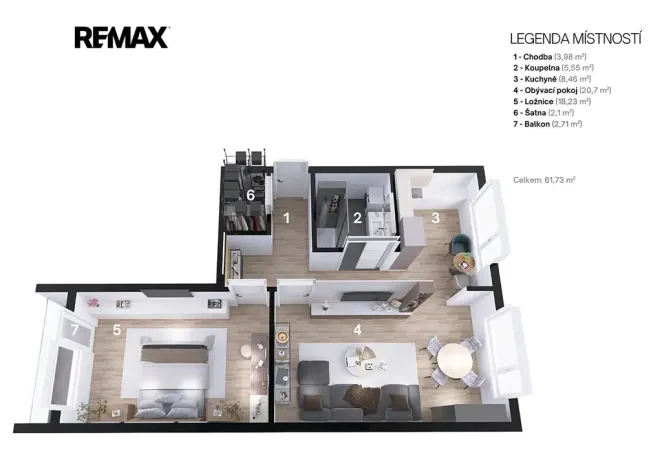 Pronájem bytu 2+1, Chrudim, Palackého třída, 63 m2