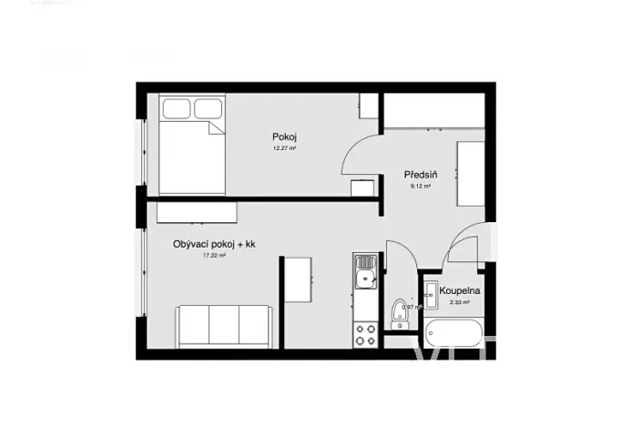 Prodej bytu 2+kk, Praha - Braník, Roškotova, 47 m2
