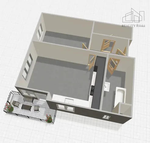 Pronájem bytu 2+kk, Praha - Hlubočepy, Vítové, 57 m2