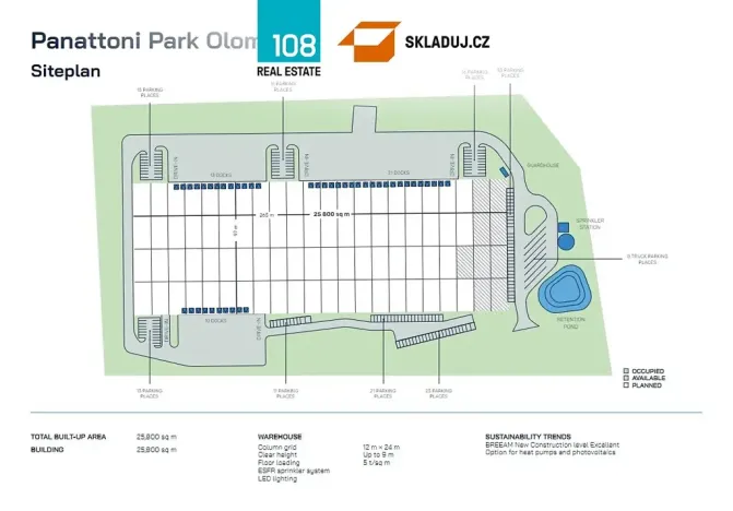 Pronájem skladu, Olomouc, Křelovská, 25800 m2