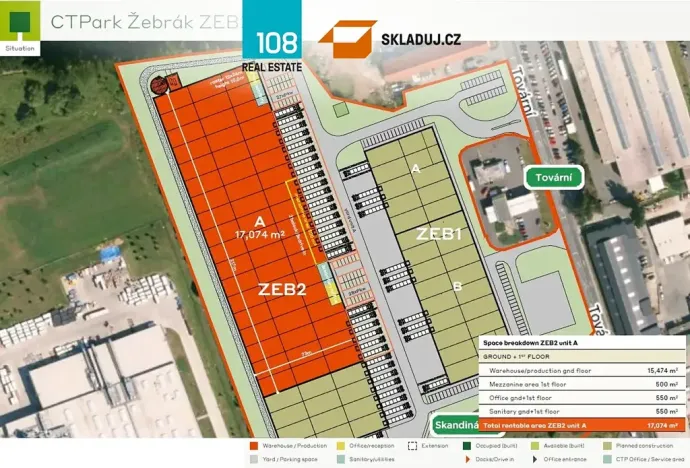 Pronájem skladu, Žebrák, Tovární, 8000 m2