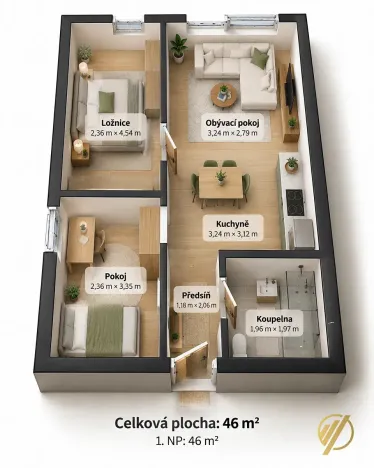 Pronájem bytu 3+kk, Mladá Boleslav, Na Radouči, 46 m2