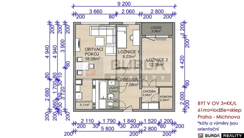 Prodej bytu 3+kk, Praha - Chodov, Michnova, 61 m2