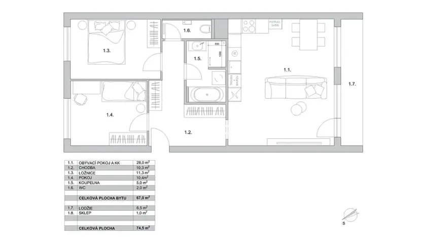 Prodej bytu 3+kk, Praha - Prosek, Litvínovská, 74 m2
