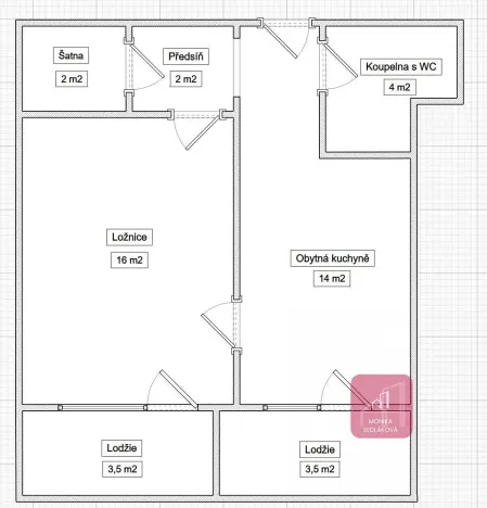 Prodej bytu 2+kk, Brno, Vychodilova, 42 m2